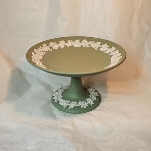 Wedgwood Sage Green Jasperware Pedestal Compote Made In England